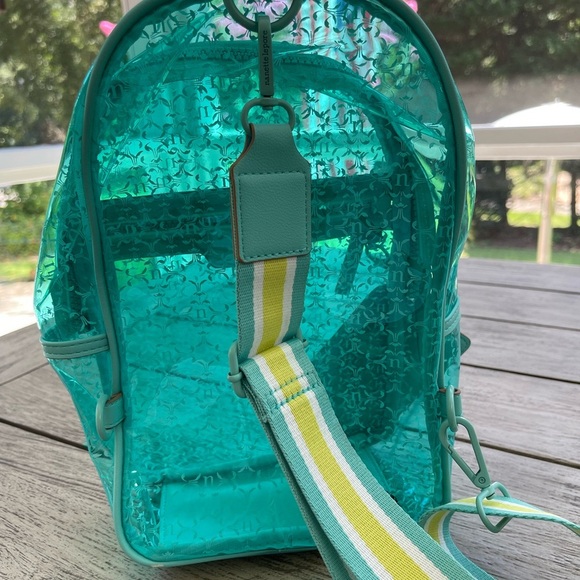 Nanette Lepore Kourt Logo Teal Clear Sling Bag with Card Holder - Picture 2 of 5